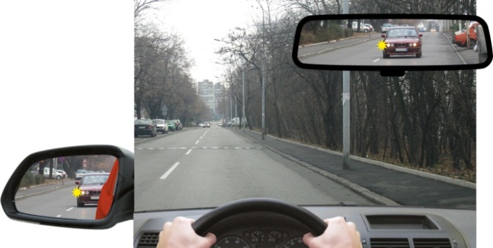 У ситуацији приказаној на слици, као возач возила које је заустављено на путу, да би се безбедно укључили у саобраћај, обавезни сте да: