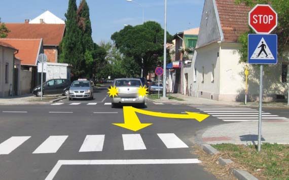 У ситуацији приказаној на слици кретање возила уназад: