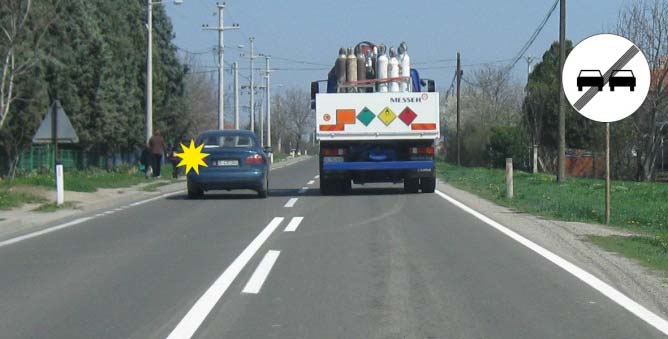 У ситуацији приказаној на слици, возачу путничког возила претицање: