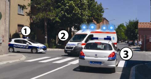 У ситуацији приказаној на слици возило са првенством пролаза је возило означено бројем:
